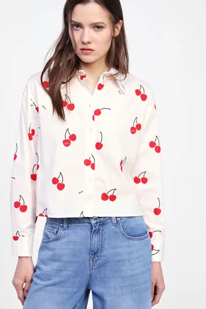 Dixie Camicia con stampa ciliegie e bottoni