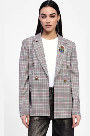 Dixie Blazer a quadri con bottoni e patch
