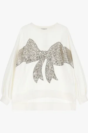 Dixie Felpa girocollo con fiocco di paillettes