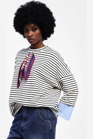 Dixie Felpa a righe con scollo rotondo e foulard