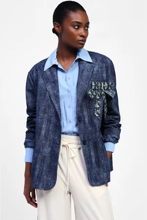 Dixie Blazer effetto denim con fiocco decorativo