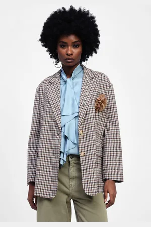 Dixie Blazer pied-de-poule con bottoni singoli e fiore