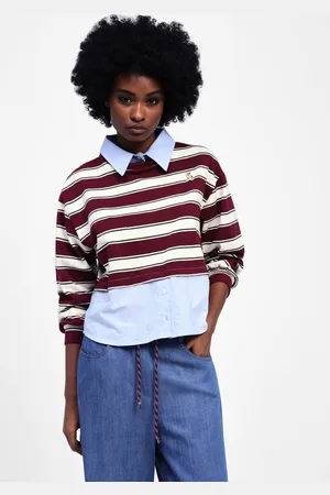Dixie Felpa a righe con colletto e orlo camicia
