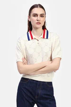 Dixie Polo in maglia con colletto rigato e monogram