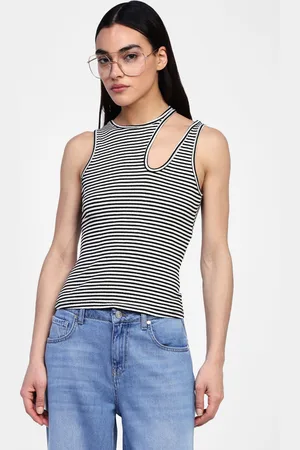 Dixie Top con scollo asimmetrico a righe
