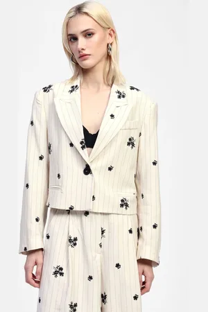 Dixie Blazer corto con righe e ricami floreali