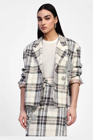 Dixie Blazer con motivo quadri e ricamo