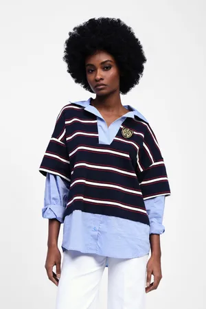 Dixie T-shirt a righe con inserti di camicia