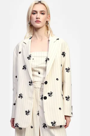 Dixie Blazer lungo a righe e fiori con bottoni