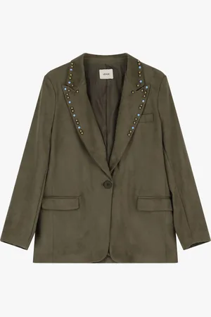 Dixie Blazer effetto suede con borchie e bottone