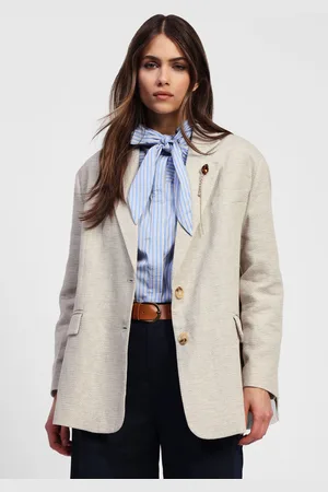 Dixie Blazer in misto lino con spilla