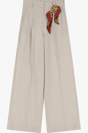 Dixie Pantaloni palazzo gessati con foulard