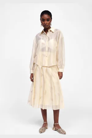 Dixie Gonna midi a pieghe in tulle ricamato