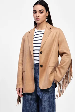 Dixie Blazer effetto suede con frange e bottoni