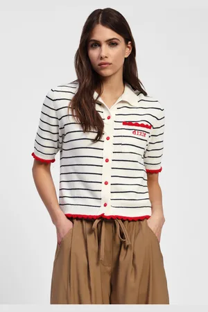 Dixie Cardigan a righe con colletto e maniche corte