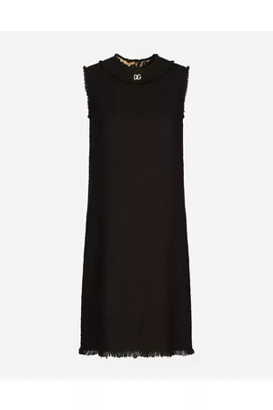 Dolce & Gabbana Donna Vestiti midi - Raschel Tweed Calf-length Dress With Dg Logo - Donna Abiti 36