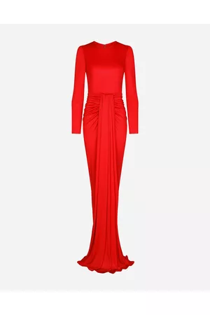Dolce & Gabbana Donna Vestiti lunghi - Long Organzine Dress With Draping - Donna Abiti 36