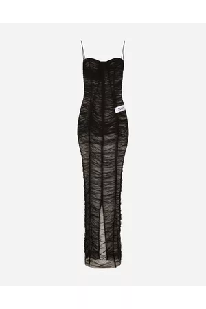 Dolce & Gabbana Donna Vestiti lunghi - Long Draped Tulle Dress - Donna Abiti 36