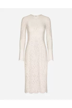 Dolce & Gabbana Donna Vestiti eleganti a maniche lunghe - Long-sleeved Branded Stretch Lace Dress - Donna Abiti 40