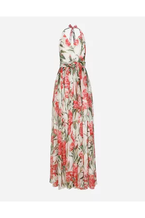 Dolce & Gabbana Donna Vestiti eleganti - Long Carnation-print Chiffon Dress - Donna Abiti 40