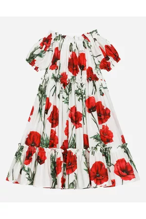 Dolce & Gabbana Donna Vestiti lunghi - Long Poppy-print Poplin Dress - Donna Abiti 4 Years