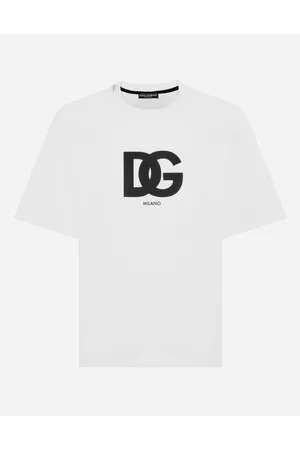 Dolce & Gabbana T-shirt Cotone Con Stampa Logo Dg - Uomo T-shirts E Polo Bianco Cotone 46