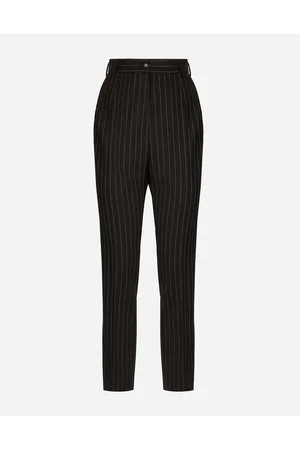 Dolce & Gabbana Pantaloni A Vita Alta In Sallia Gessata - Donna Pantaloni E Shorts Multicolore Lana 40