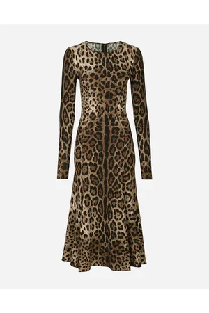 Dolce & Gabbana Abito Longuette In Cady Stampa Leopardo - Donna Abiti Stampa Animalier Viscosa 36