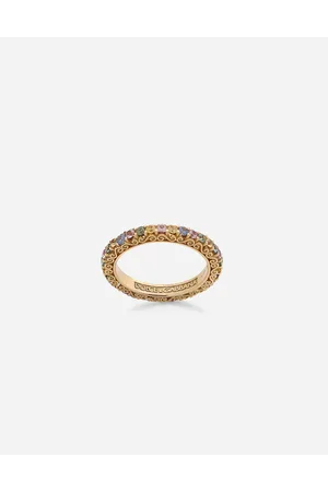 Dolce & Gabbana Heritage Band Ring In Yellow 18kt Gold With Multicoloured Sapphires - Donna Anelli 46