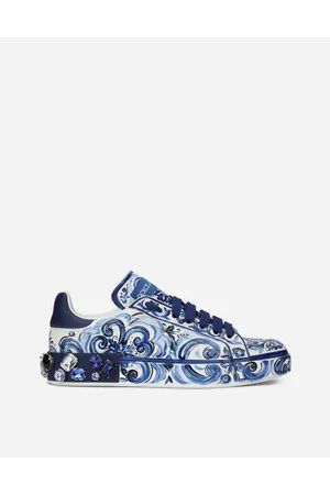 Dolce & Gabbana Sneaker Portofino In Pelle Di Vitello Stampa Maiolica - Donna Sneaker Pelle 34