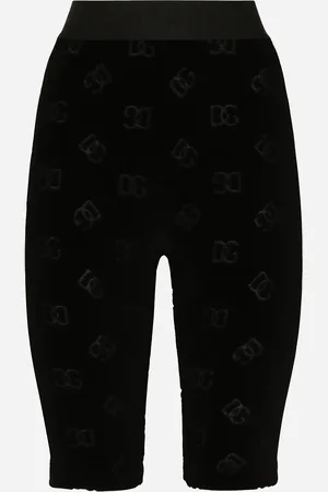 Dolce & Gabbana Ciclista In Jersey Flock Con Logo Dg Allover - Donna Pantaloni E Shorts Cotone 46