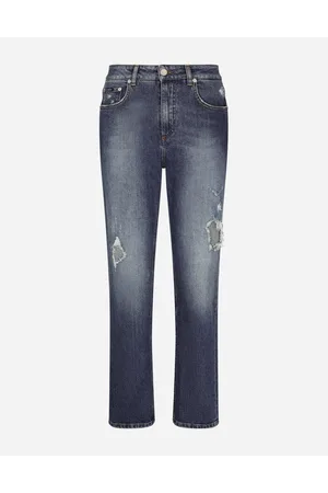 Dolce & Gabbana Jeans Boyfriend In Denim Con Buchi - Donna Denim Multicolore 36