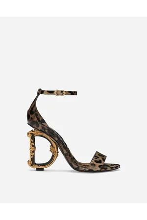 Dolce & Gabbana Sandalo Dg Barocco In Pelle Di Vitello Lucida Stampata - Donna Sandali E Zeppe Stampa Animalier Pelle 35.5