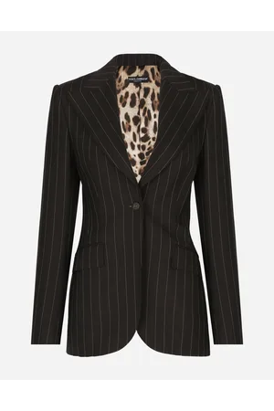Dolce & Gabbana Giacca Turlington Monopetto In Gessato Di Lana - Donna Giacche E Blazer Multicolore Lana 38