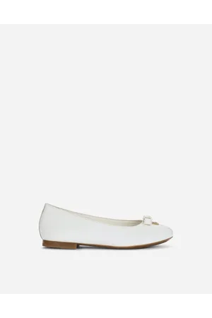 Dolce & Gabbana Patent Leather Ballet Flats With Metal Dg Logo - Donna Scarpe (24-38) Bianco Pelle 27
