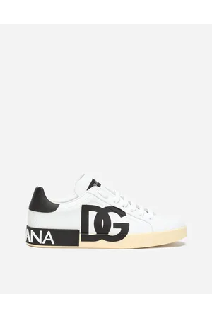 Dolce & Gabbana Sneaker Portofino In Pelle Di Vitello Nappata Con Logo Dg Stampato - Uomo Sneaker Nero Pelle 44