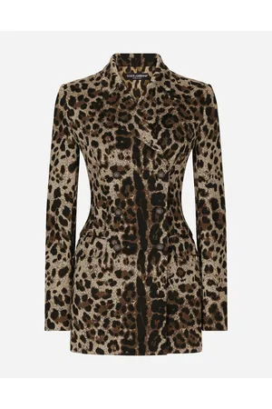 Dolce & Gabbana Giacca Turlington Doppiopetto In Lana Leopardo - Donna Giacche E Blazer Multicolore Viscosa 40