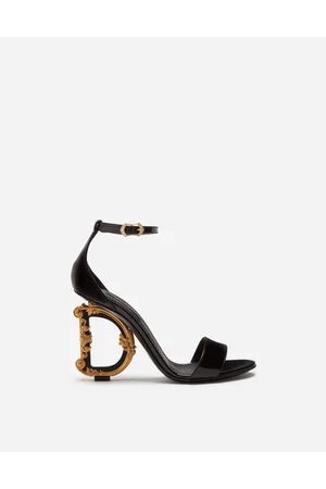 Dolce & Gabbana Polished Calfskin Sandals With Dg Baroque Heel - Donna Sandali E Zeppe Pelle 39