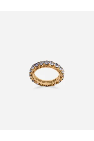 Dolce & Gabbana Heritage Band Ring In Yellow 18kt Gold With Light Blue Sapphires - Donna Anelli 46
