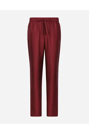 Dolce & Gabbana Pantalone Jogging In Seta Con Patch Ricamo Dg - Uomo Pantaloni E Shorts Bordeaux Seta 44
