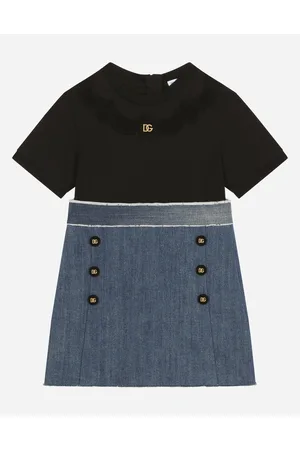 Dolce & Gabbana Abito In Jersey E Denim Stretch Con Logo Dg - Donna Abiti Multicolore 4 Years