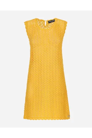 Dolce & Gabbana Abito Corto Senza Maniche In Crochet - Donna Abiti Giallo Cotone 38