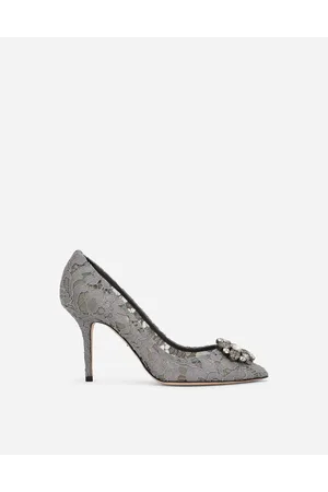 Dolce & Gabbana Décolleté In Pizzo Taormina Con Cristalli - Donna Décolleté E Slingback Grigio Pizzo 36.5