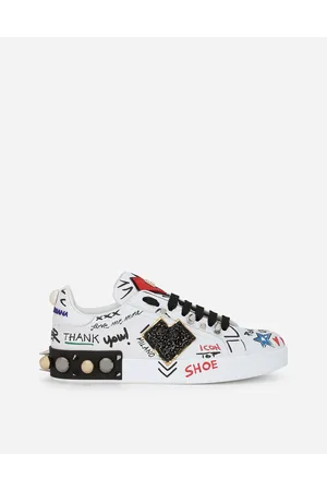 Dolce & Gabbana Sneaker Portofino In Pelle Di Vitello Stampata Con Patch - Donna Sneaker Bianco Pelle 39