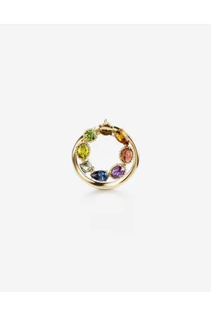 Rainbow Alphabet O Ring In Yellow Gold With Multicolor Fine Gems - Donna Anelli 46