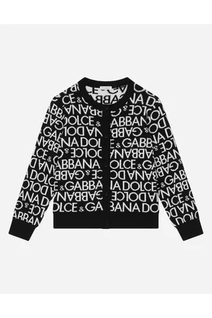 Dolce & Gabbana Cardigan In Maglia Con Logo Jacquard Allover - Donna Maglieria Multicolore Lana 4 Years
