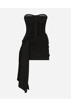 Dolce & Gabbana Short Milano Rib Jersey Dress With Corset Detailing - Donna Abiti Viscosa 46