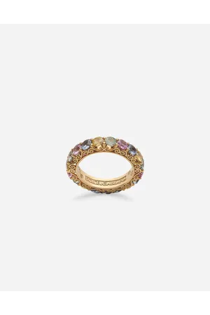 Dolce & Gabbana Heritage Band Ring In Yellow 18kt Gold With Multicoloured Sapphires - Donna Anelli 48