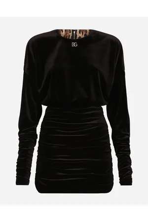 Dolce & Gabbana Abito Corto Drappeggiato In Velluto E Logo Dg - Donna Abiti 42