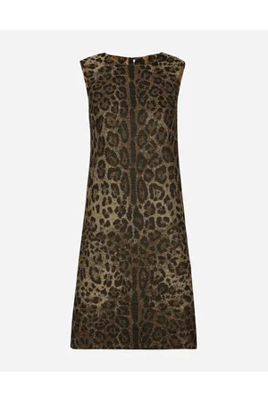 Dolce & Gabbana Abito Midi In Lana Jacquard Leopardo - Donna Abiti Stampa Animalier Lana 36